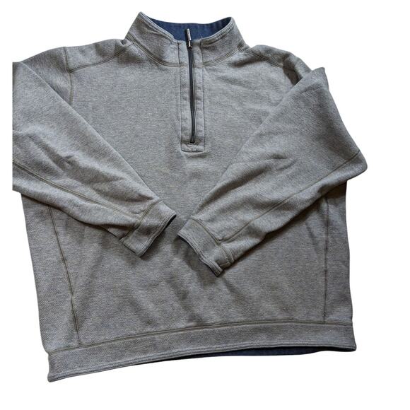 Tommy Bahama Mens Large Reversible 1/4 Zip Pullover Sweatshirt Blue Gray Sweater - Picture 2 of 10
